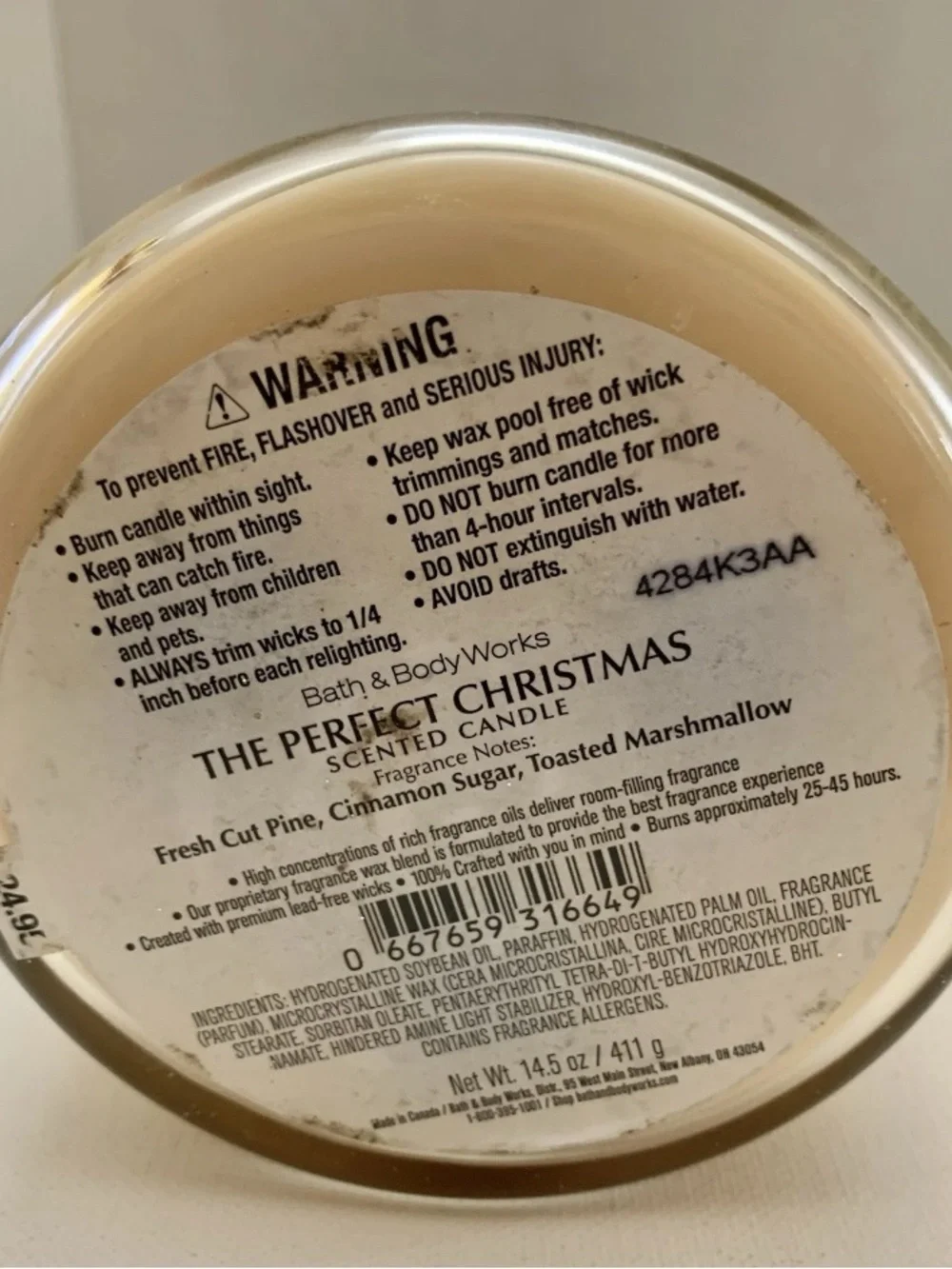 Bath & Body Works The Perfect Christmas Candle - Green & Gold 14.5 Oz New 3 Wick